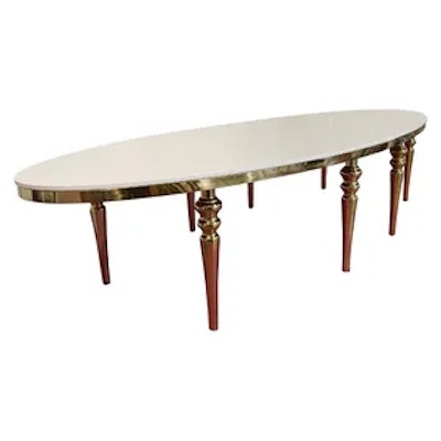 Стол Овал Золото-400 (белый глянцевый МДФ) - изображение 4