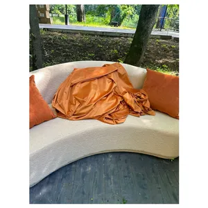 Скатерть велюр, круглая, терракотовая - Фото 4