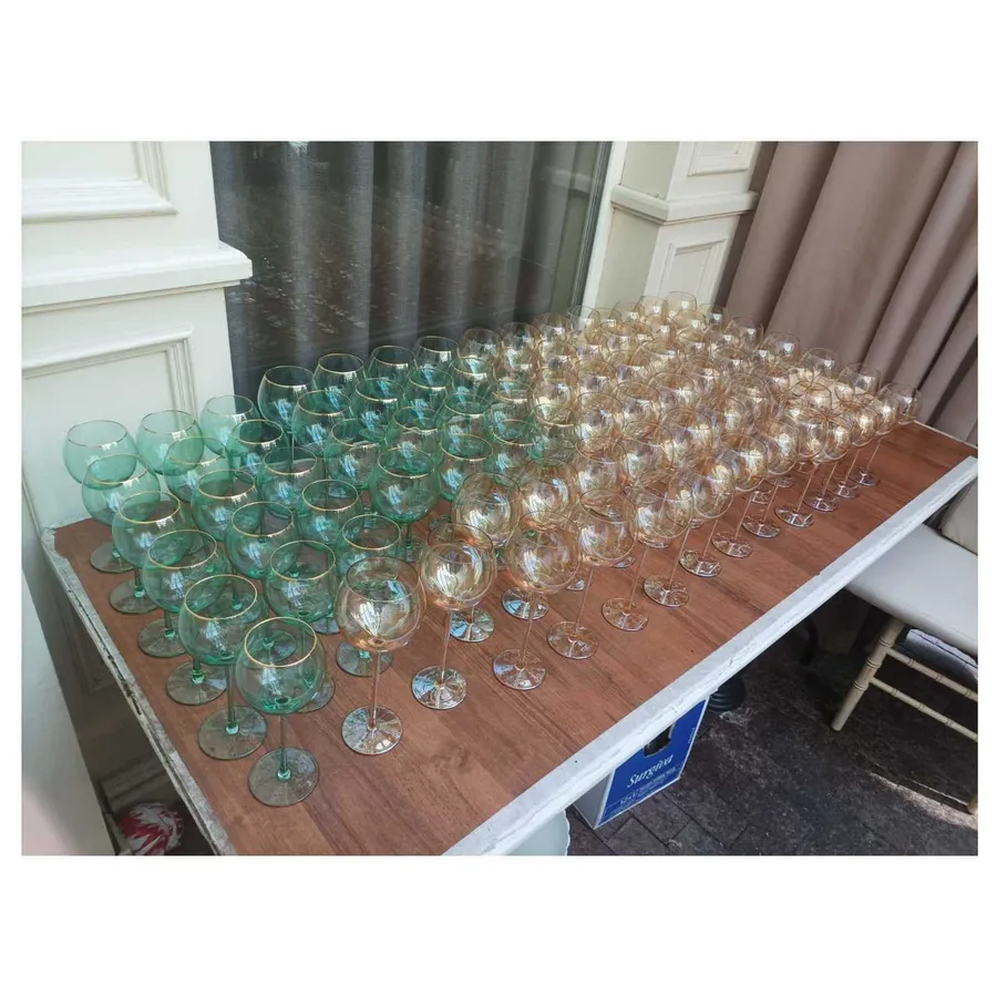 Бокал Сирен С эвкалиптовый с золотой каймой - Фото миниатюра 5