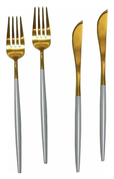 Столовые приборы Гоа, серо-золотые, сет 4 предмета
