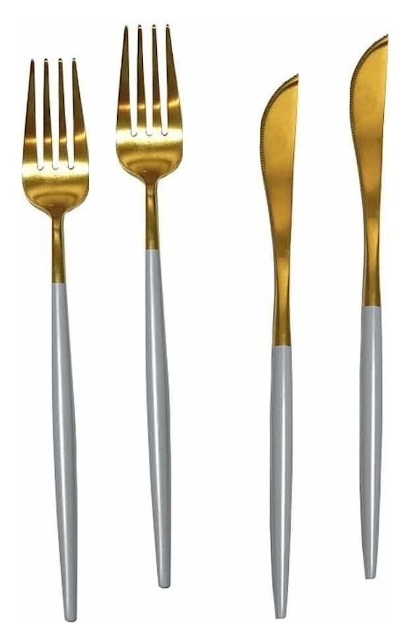 Столовые приборы Гоа, серо-золотые, сет 4 предмета