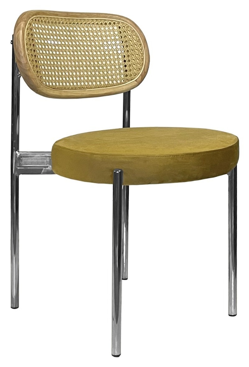 Стул Модерн Серебро, Натуральный ротанг + Золотая охра