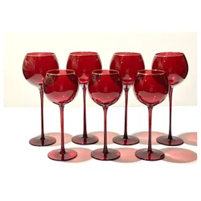 Сет бокалов Сирен рубиновых с золотой каймой - изображение 7