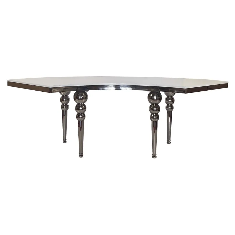 Стол-змейка-80, серебряный, столешница белый МДФ, 1 модуль - Фото миниатюра 3