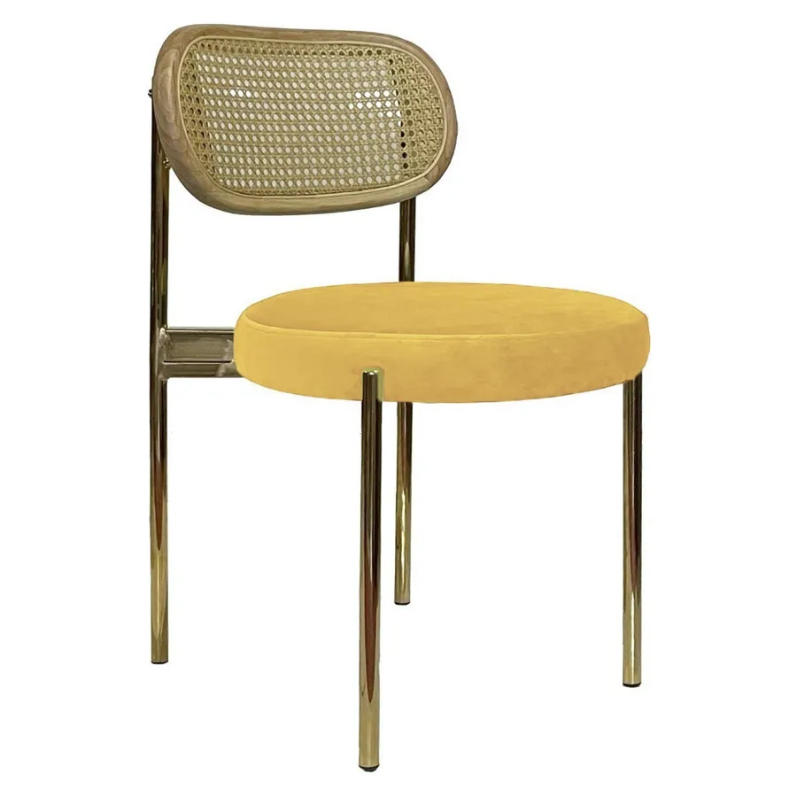 Стул Модерн Золото, Натуральный ротанг + Желтая субмарина - Фото миниатюра 1