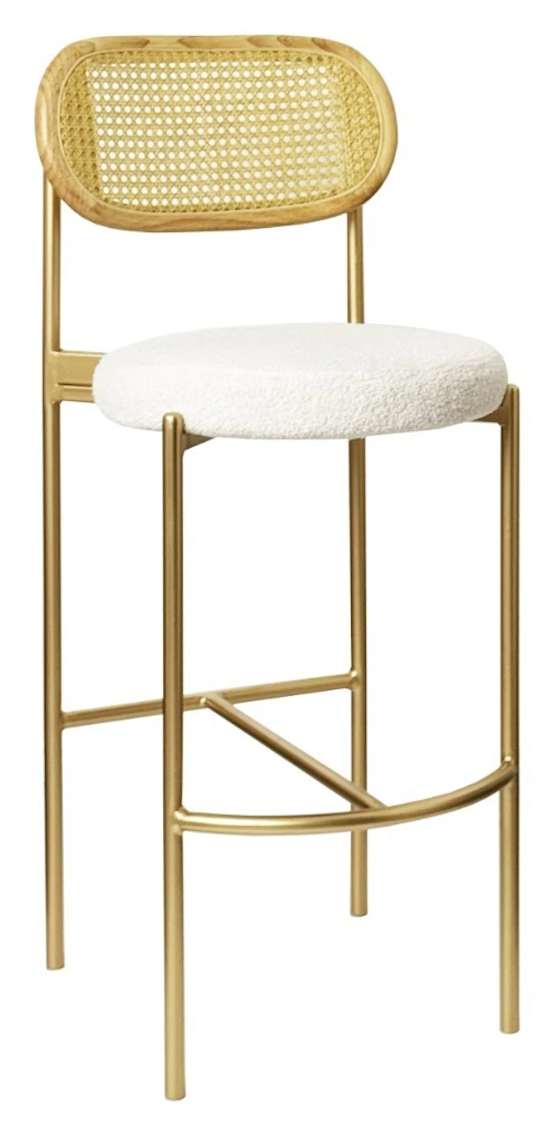 Стул барный Модерн Комфи, Натуральный ротанг+Тедди (любой цвет каркаса)