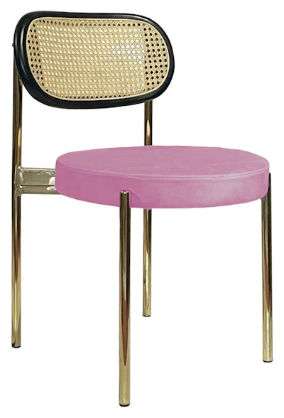 Стул Модерн Золото, Ротанг в черной раме + Куколка