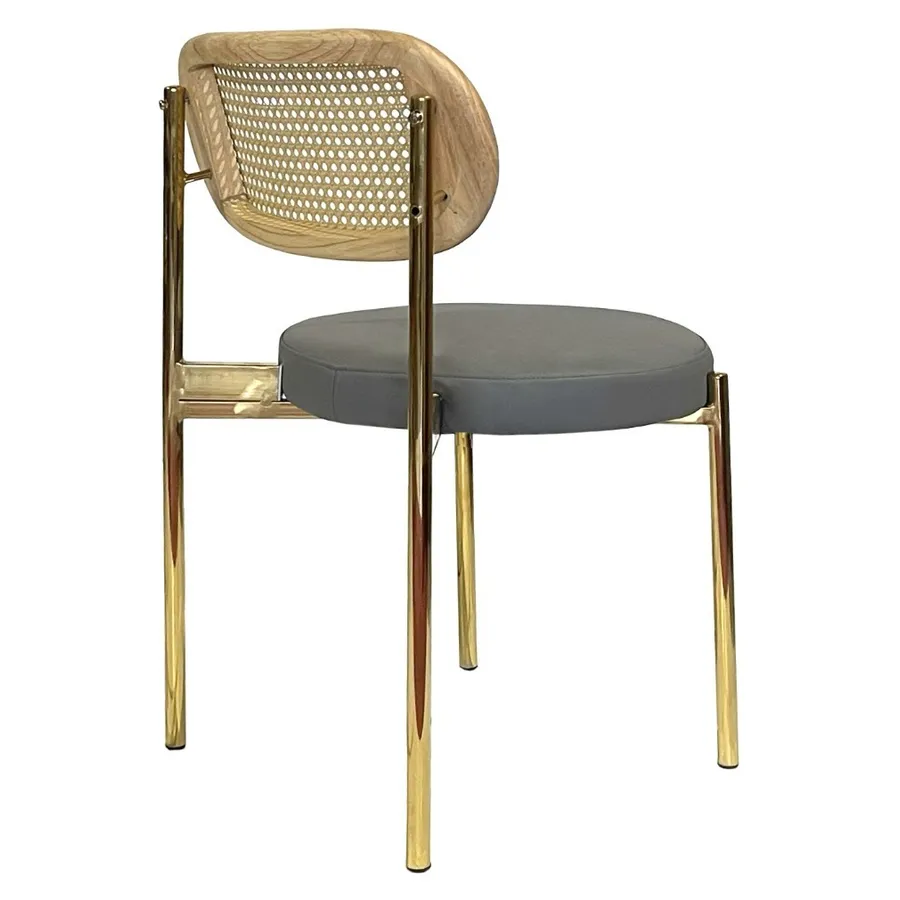 Стул Модерн Золото, Натуральный ротанг + База серый (ЭКО-КОЖА) - Фото миниатюра 4