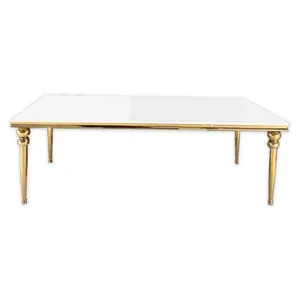 Прямоугольный стол Ректангл Золото-240, белый глянцевый МДФ - Фото 1