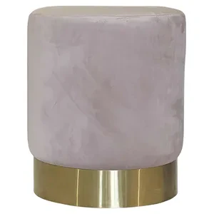 Пуф Цилиндр Золотой обод, светло-розовый велюр - Фото 2