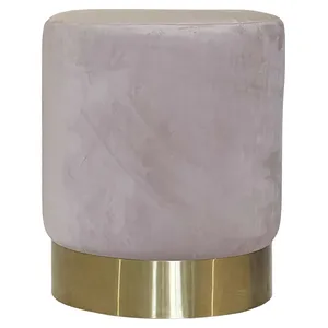 Пуф Цилиндр Золотой обод, светло-розовый велюр - Фото 2