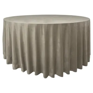 Скатерть велюр, круглая, бежевая - Фото 1