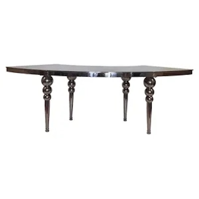 Стол-змейка-80, серебро, столешница темное зеркало, 1 модуль