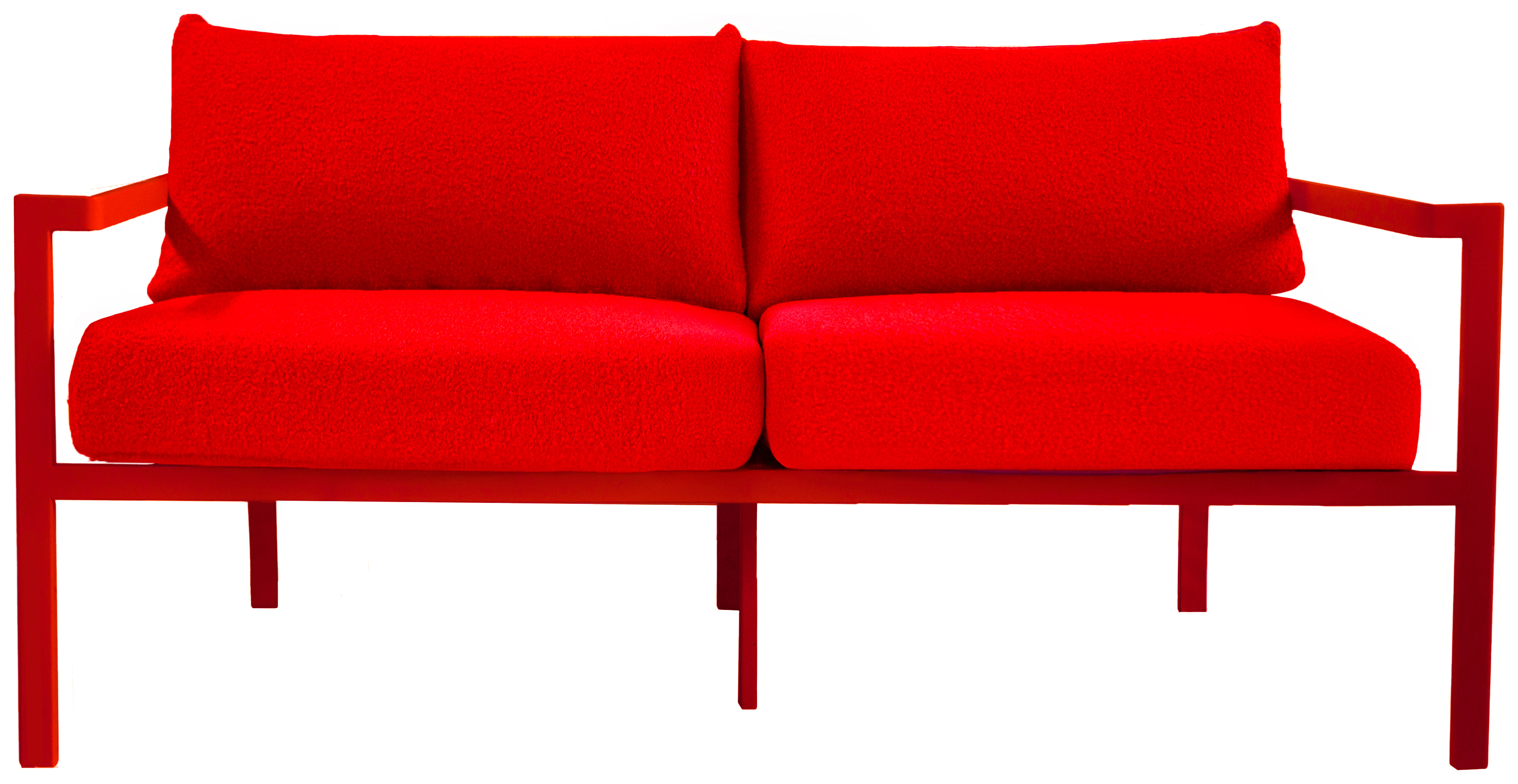 Диван Хагги М, Красный бархат + Красный Тедди