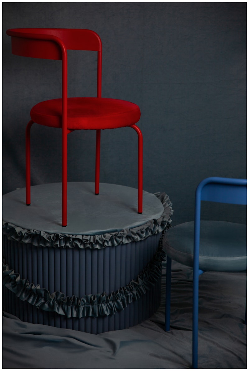 Стул Колори, Красный бархат + Малиново-красный