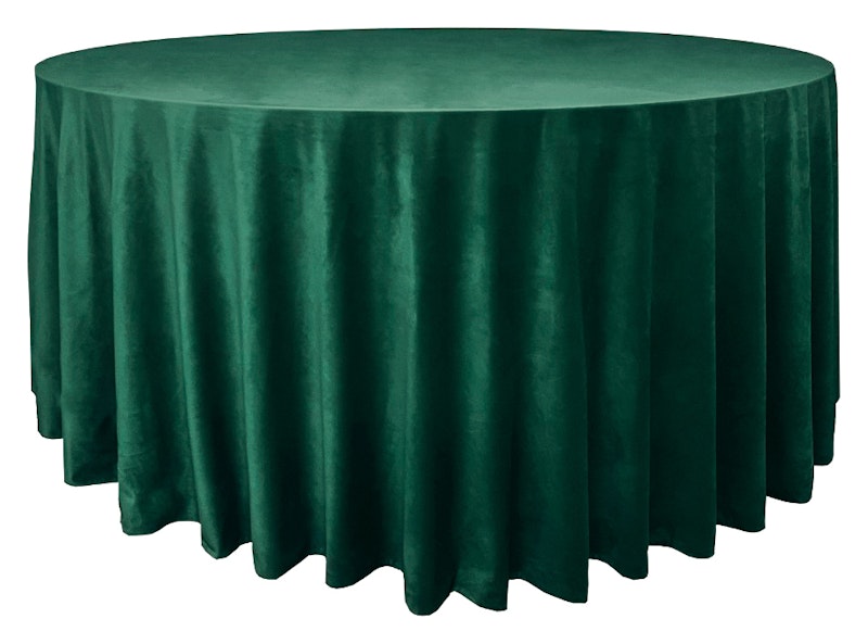 Скатерть велюр, круглая, изумрудная