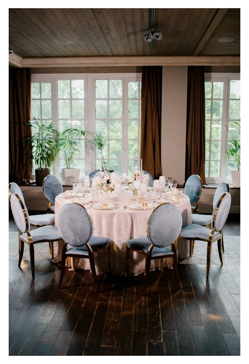 Стул Вашингтон Золото, велюр серо-голубой