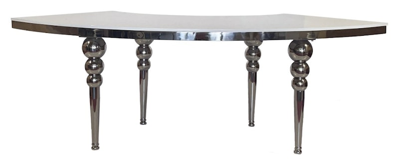 Стол-змейка-80, серебряный, столешница белый МДФ, 1 модуль