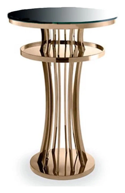 Стол коктейльный Джейл Золото (столешница темное стекло)