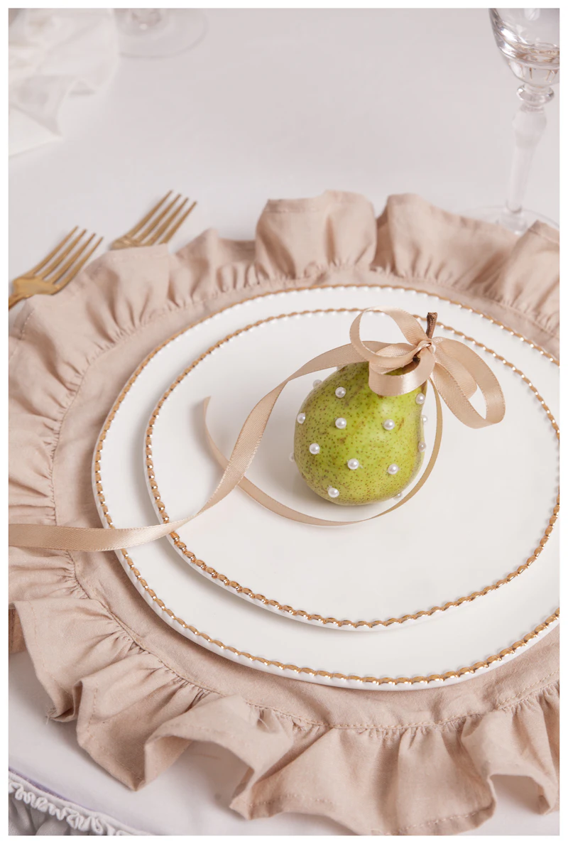 Салфетка из хлопка, с рюшами бежевая