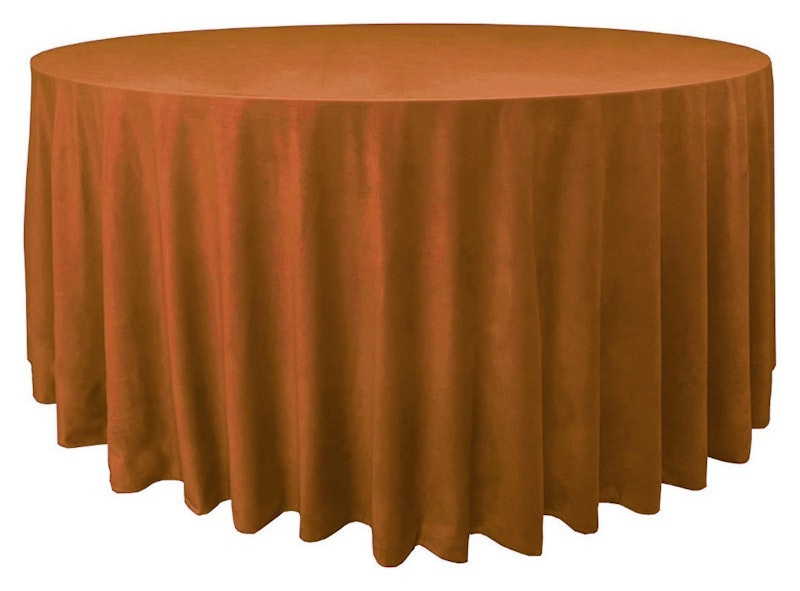 Скатерть велюр, круглая, терракотовая