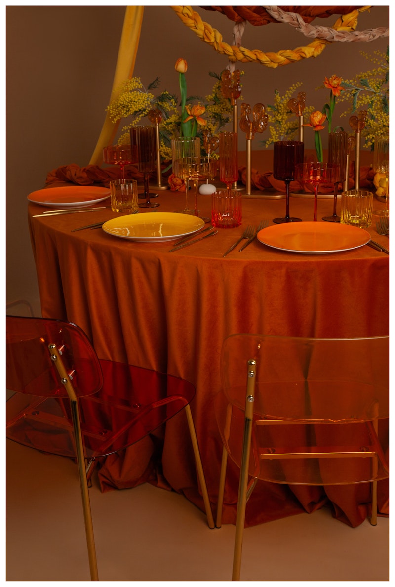 Скатерть велюр, круглая, терракотовая