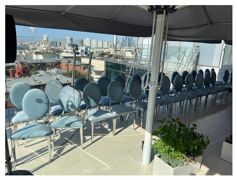 Стул Вашингтон Золото, велюр серо-голубой