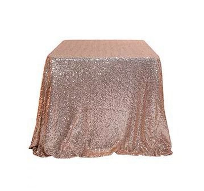 Скатерть с пайетками, прямоугльная, розовое золото