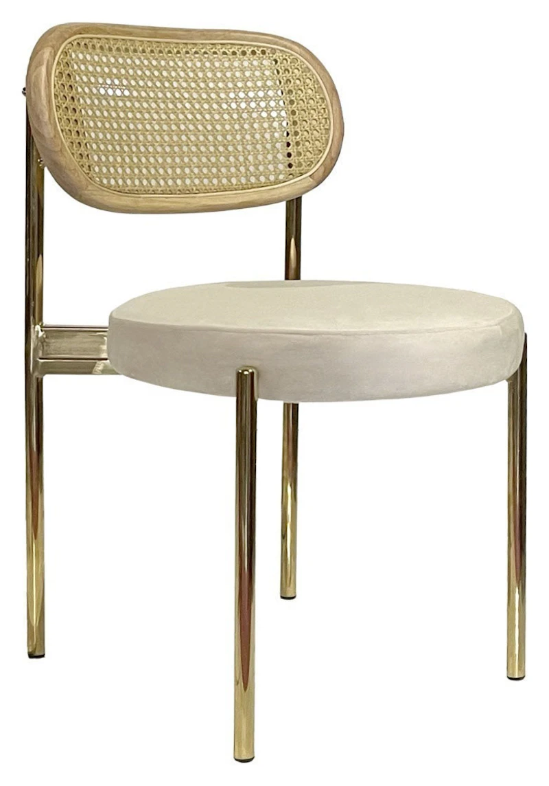 Стул Модерн Золото, Натуральный ротанг + Кремовый бисквит