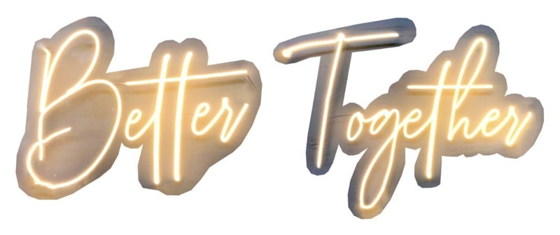 Неоновая надпись "Беттер Тугезер" (желтая)