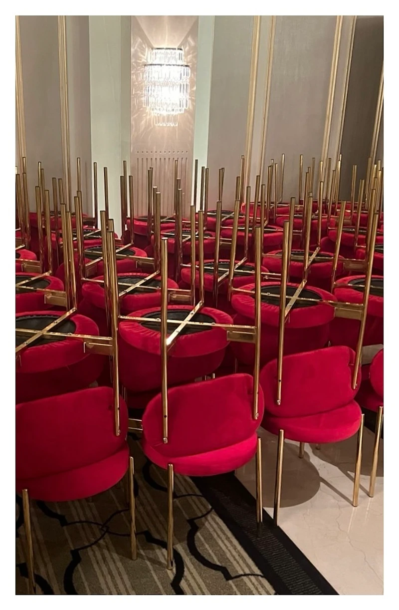 Стул Модерн Золото, Малиново-красный