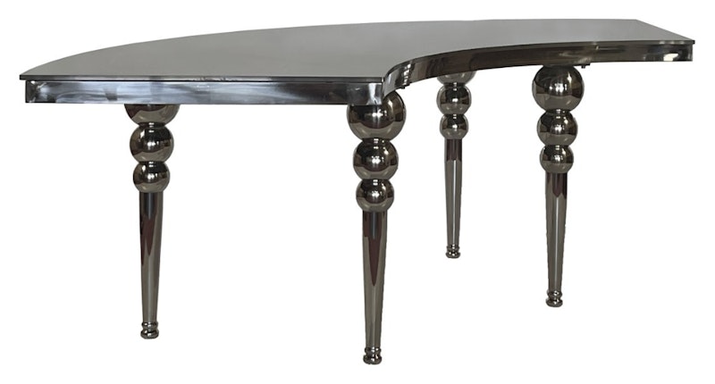 Стол-змейка-80, серебро, столешница темное зеркало, 1 модуль