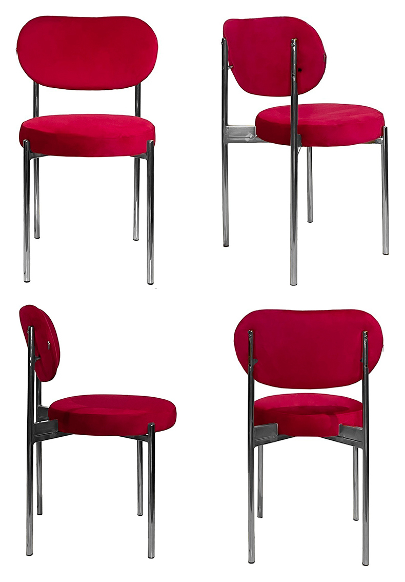 Стул Модерн Серебро, Малиново-красный