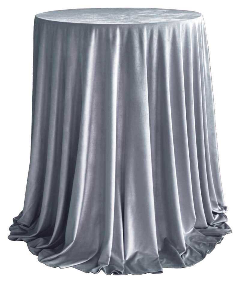 Комплект Стол коктейльный Тавола + скатерть велюр серо-голубая