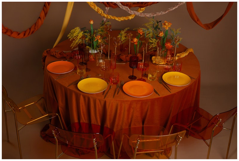 Скатерть велюр, круглая, терракотовая