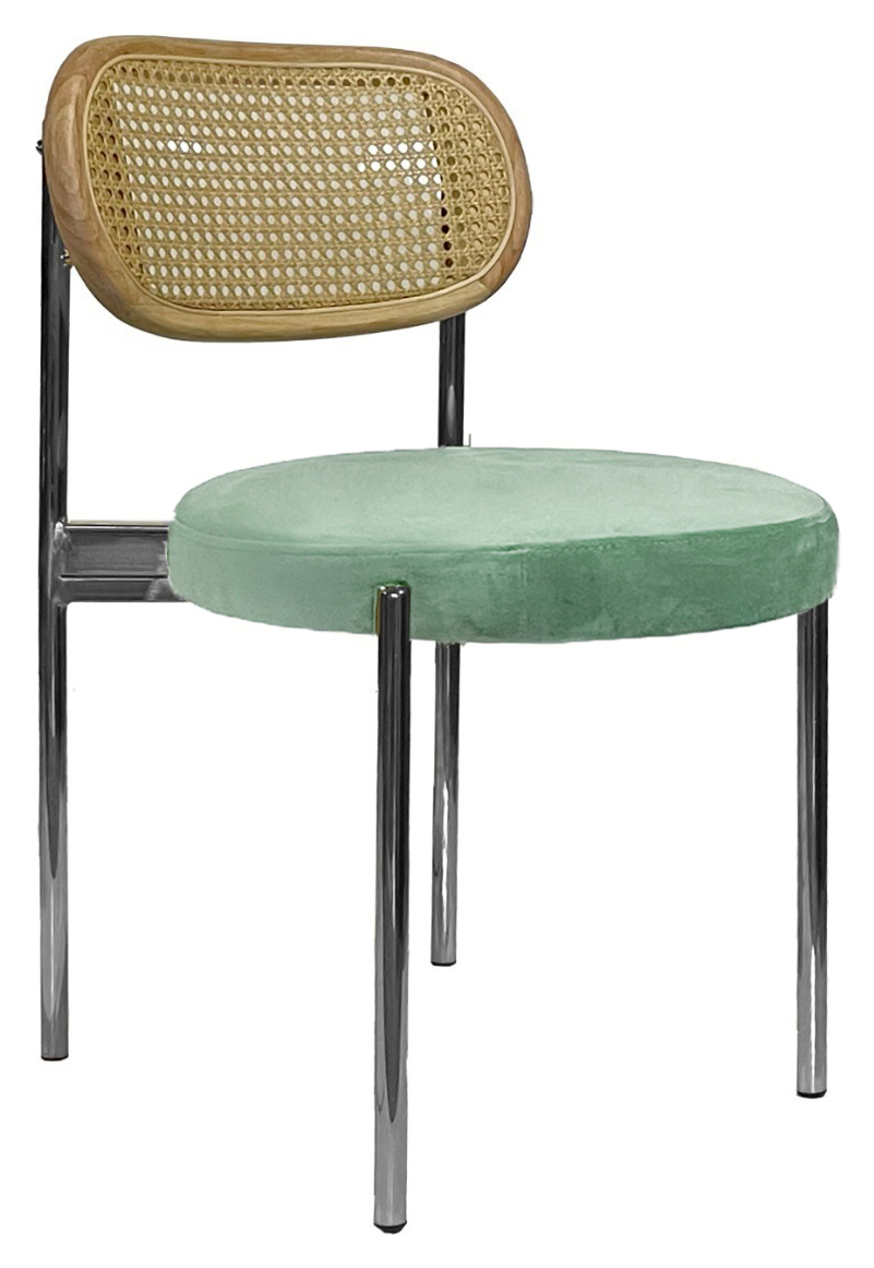 Стул Модерн Серебро, Натуральный ротанг + Мятный