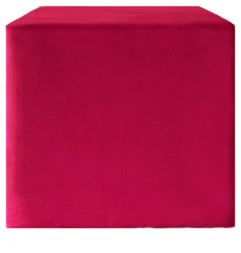Пуф квадратный Точка, велюр, Малиново-красный