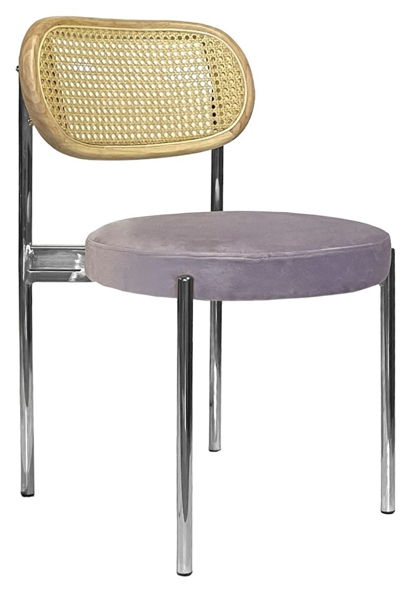 Стул Модерн Серебро, Натуральный ротанг + Нежная орхидея