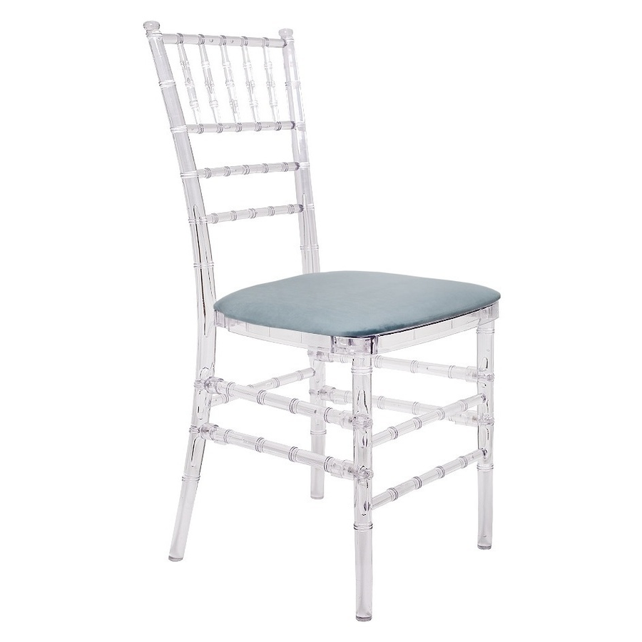 Подушка на стул бархат пыльно-голубой - Фото миниатюра 1