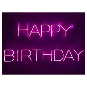 Неоновая вывеска Happy Birthday розовая - изображение 2