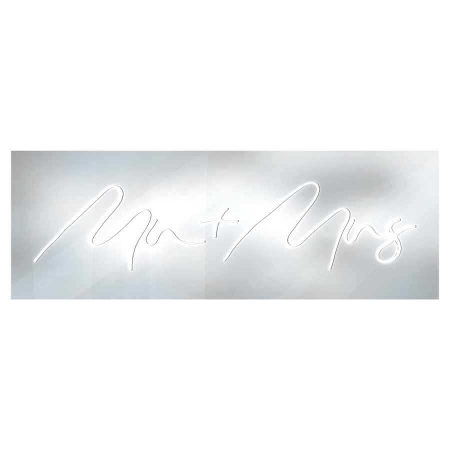 Неоновая вывеска Мистер + Миссис белая - Фото миниатюра 1