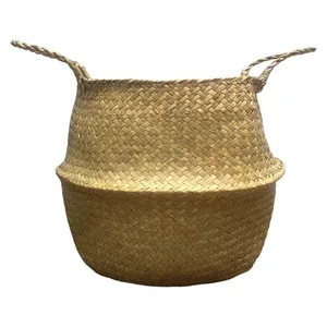 Соломенное кашпо Бохо 3