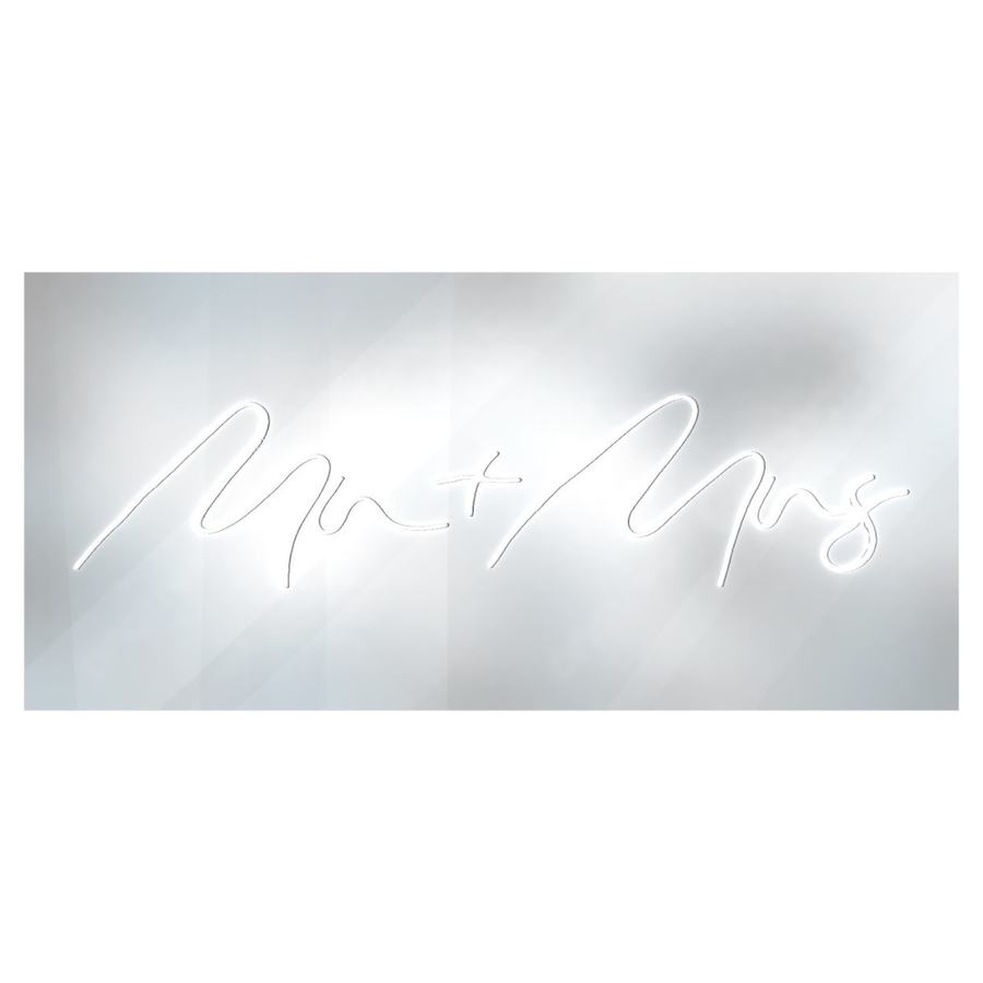 Неоновая вывеска Мистер + Миссис белая - Фото миниатюра 2