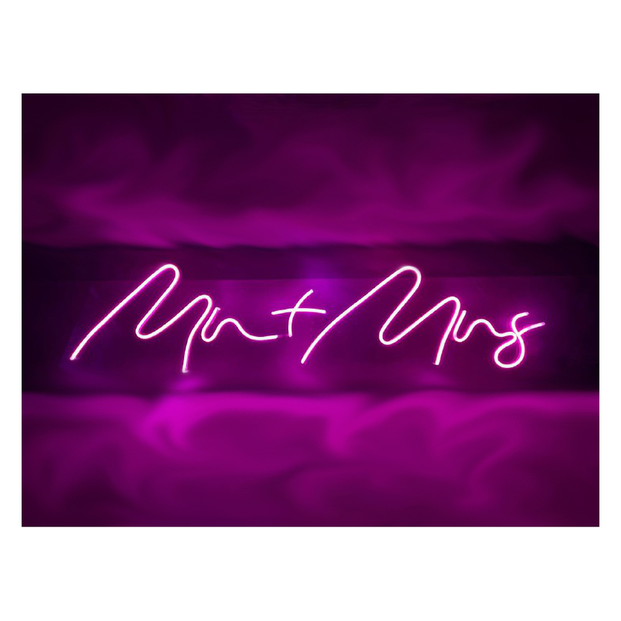 Неоновая вывеска  Мистер + Миссис. розовая - Фото миниатюра 3