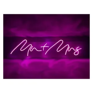 Неоновая вывеска  Mr. + Mrs. розовая - изображение 3