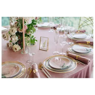 Набор тарелок "Белый дым" с золотым кантом - изображение 2