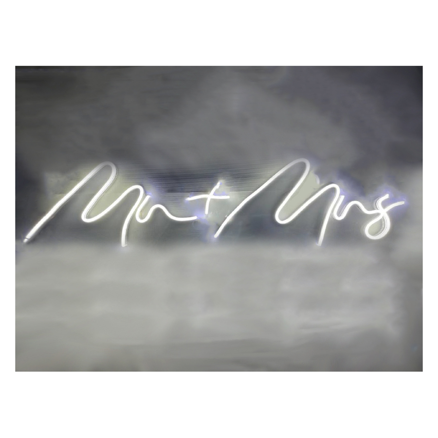 Неоновая вывеска Мистер + Миссис белая - Фото миниатюра 3