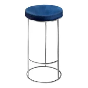 Барный стул серебро-синий