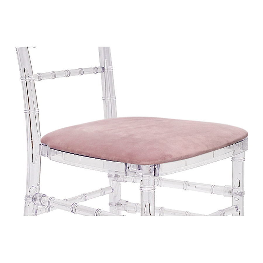 Подушка на стул бархат пастельно розовая - Фото миниатюра 1