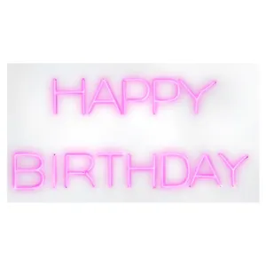 Неоновая вывеска Happy Birthday розовая - изображение 1